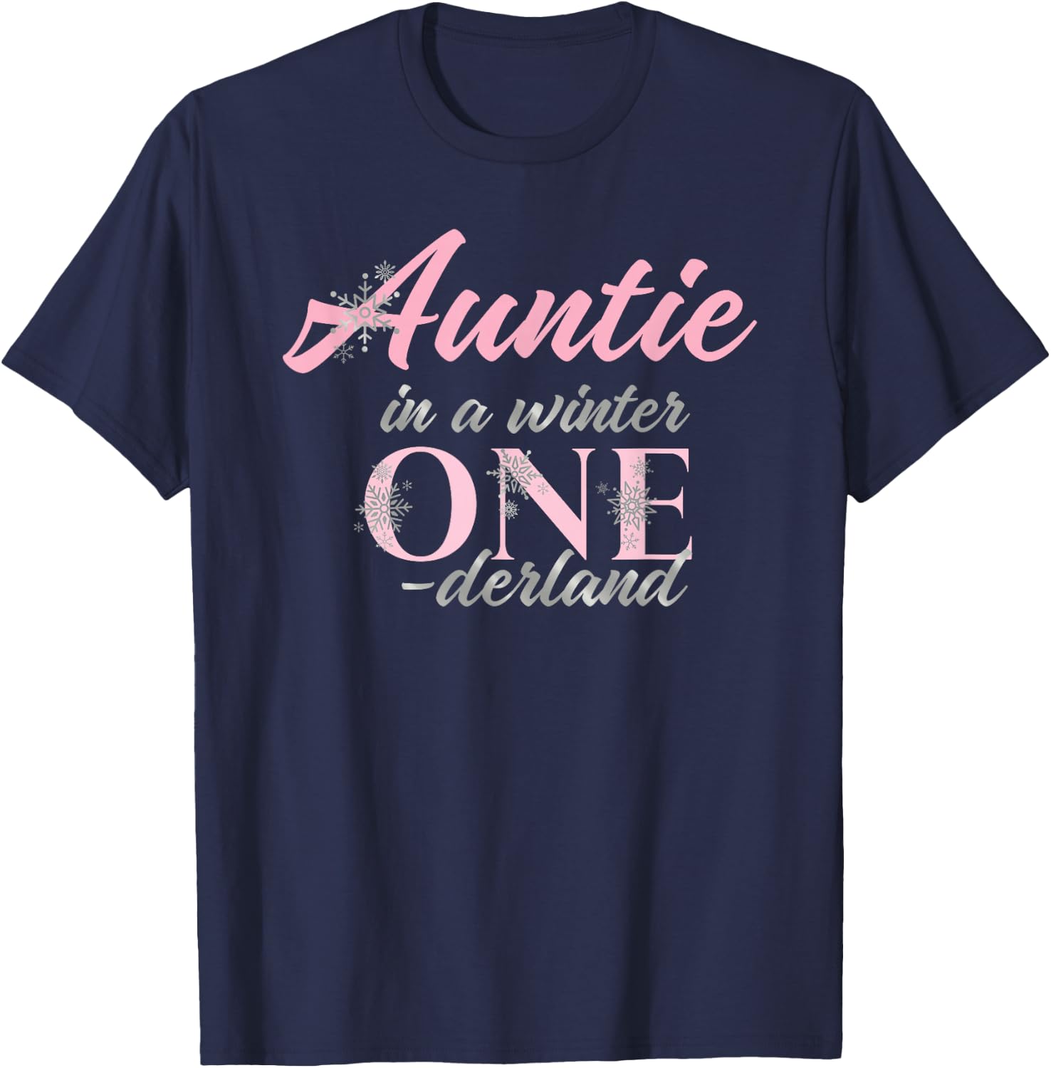 Auntie Of The Birthday for Girl Winter Onederland 1st T-Shirt - T-Shirt | Navy