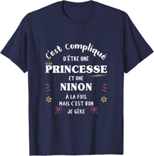 Women's Princess Humour Gift Personalized Name Ninon T-Shirt - T-Shirt | Navy