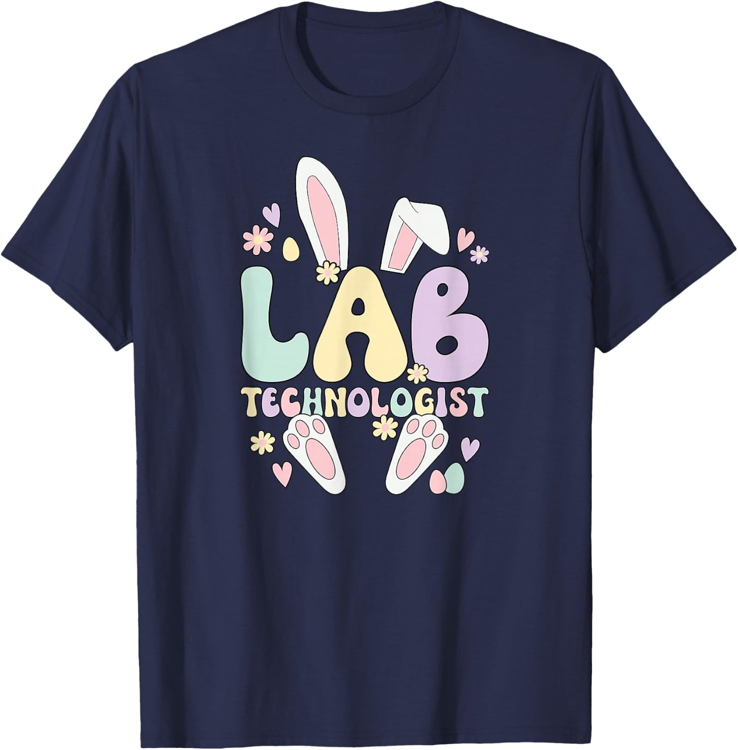 Lab Technologist Easter Bunny Laboratory Tech Easter Day T-Shirt - T-Shirt | Navy