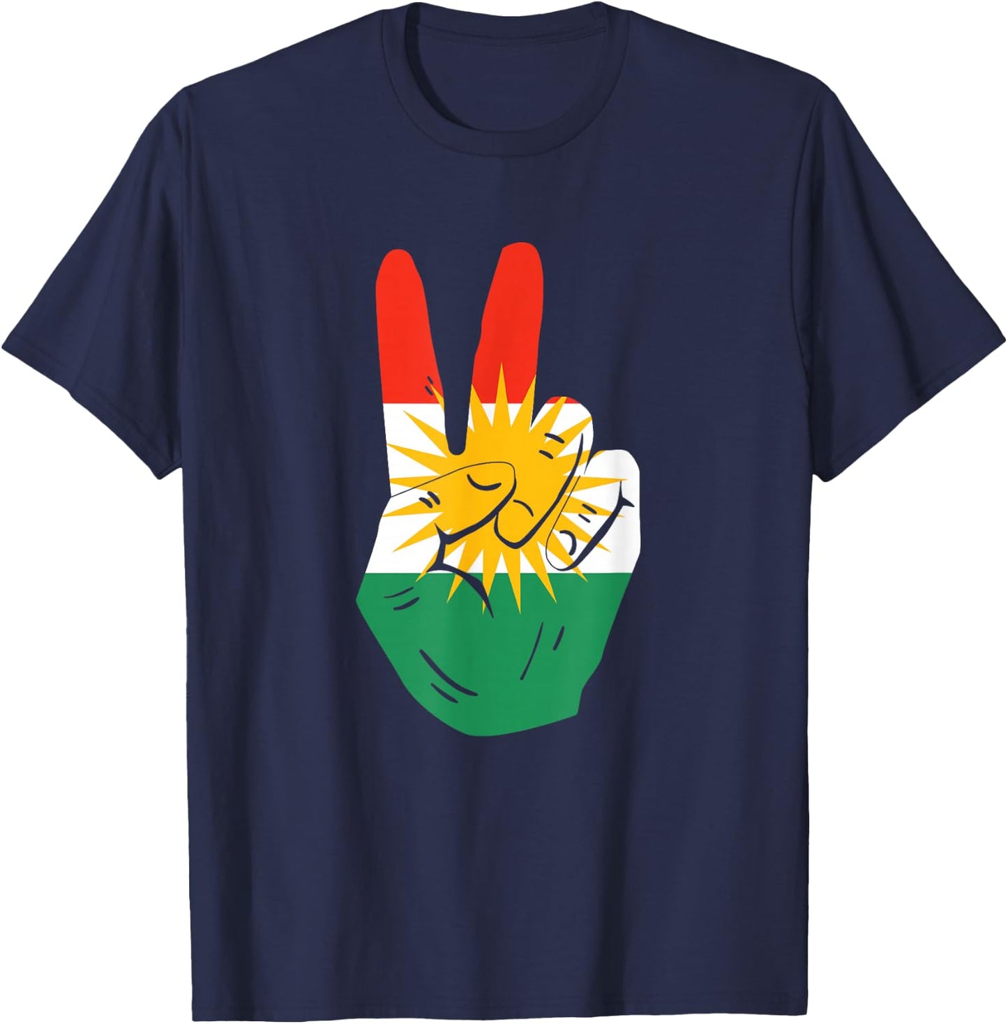 Proud Kurds Kurdistan Kurdische Flagge Peace , black T-Shirt - T-Shirt | Navy