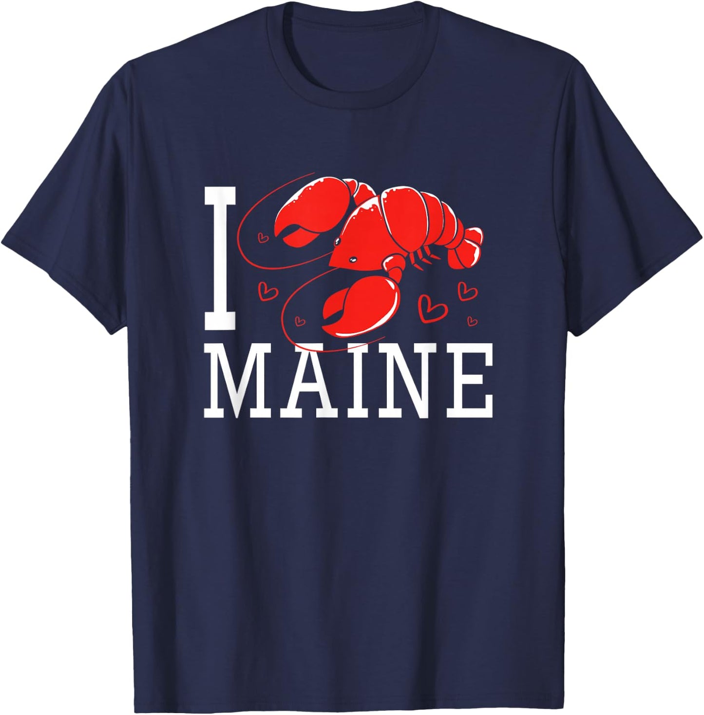 Heart Maine Lobster Lover I Love Maine T-Shirt - T-Shirt | Navy