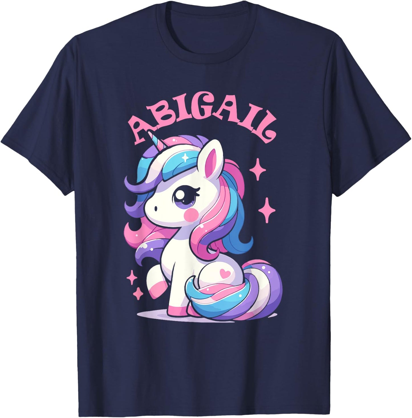 Abigail Cute Unicorn Design for Girls Name Abigail T-Shirt - T-Shirt | Navy