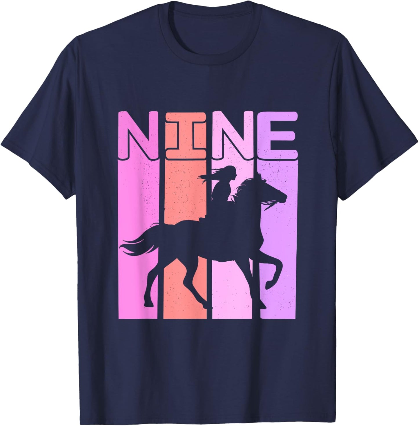 Horse Girl 9th Birthday Horseback Riding 9 Year Old T-Shirt - T-Shirt | Navy