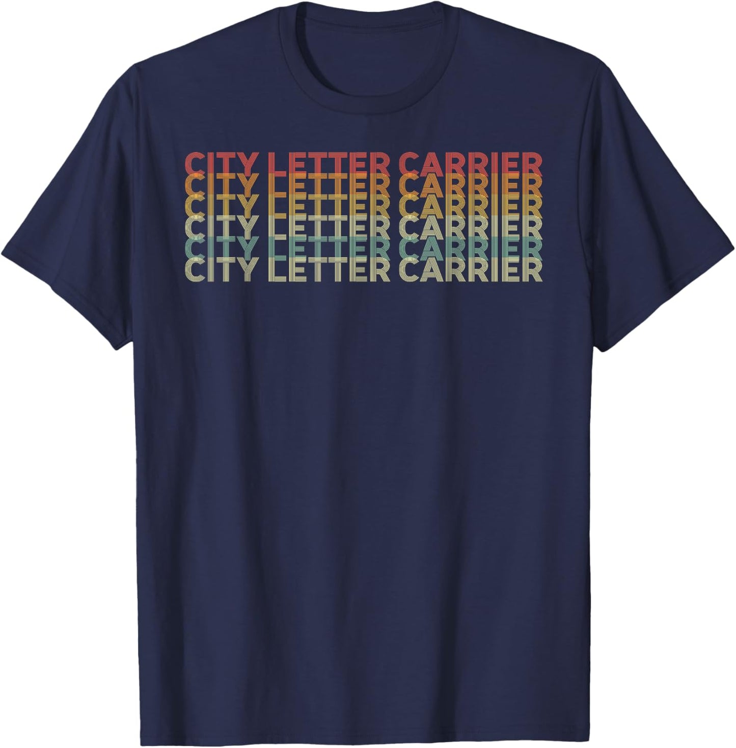 Retro 70s City Letter Carrier Job Title T-Shirt - T-Shirt | Navy