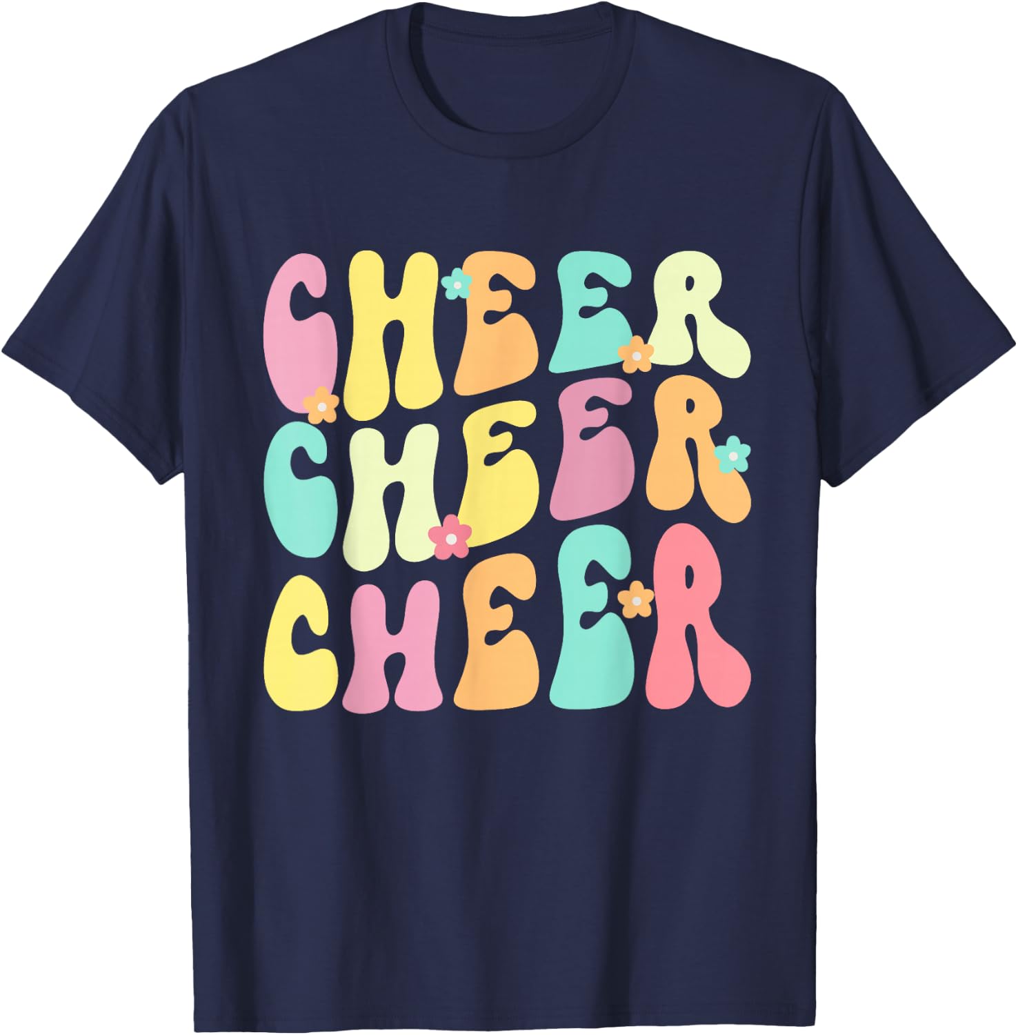 Cheer Cheer Cheer Groovy Retro T-Shirt - T-Shirt | Navy