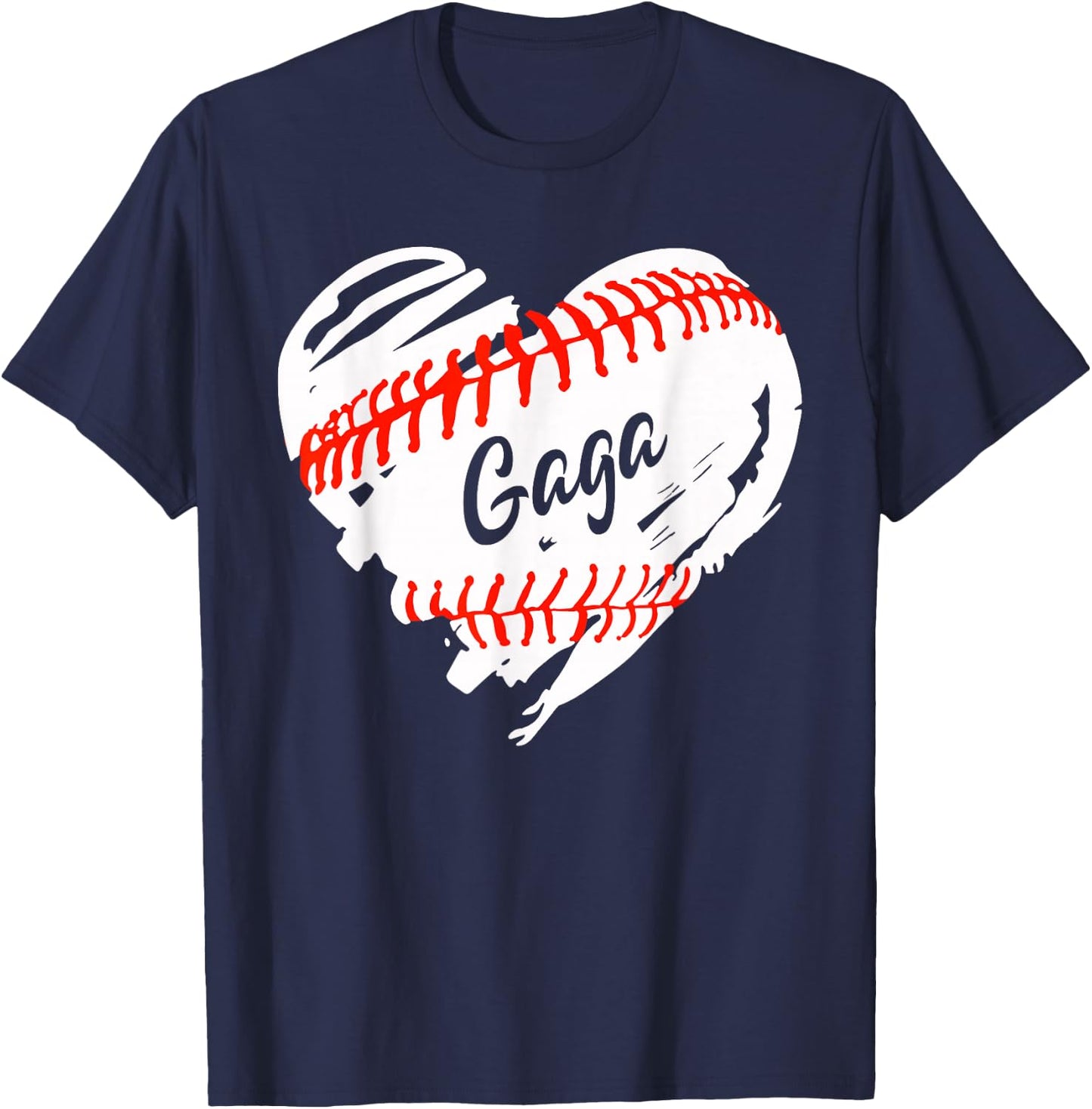Baseball Heart Baseball Gaga Women Softball Mom Short T-Shirt - T-Shirt | Navy
