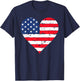 American Flag Heart 4th of July USA Patriotic Pride T-Shirt - T-Shirt | Navy