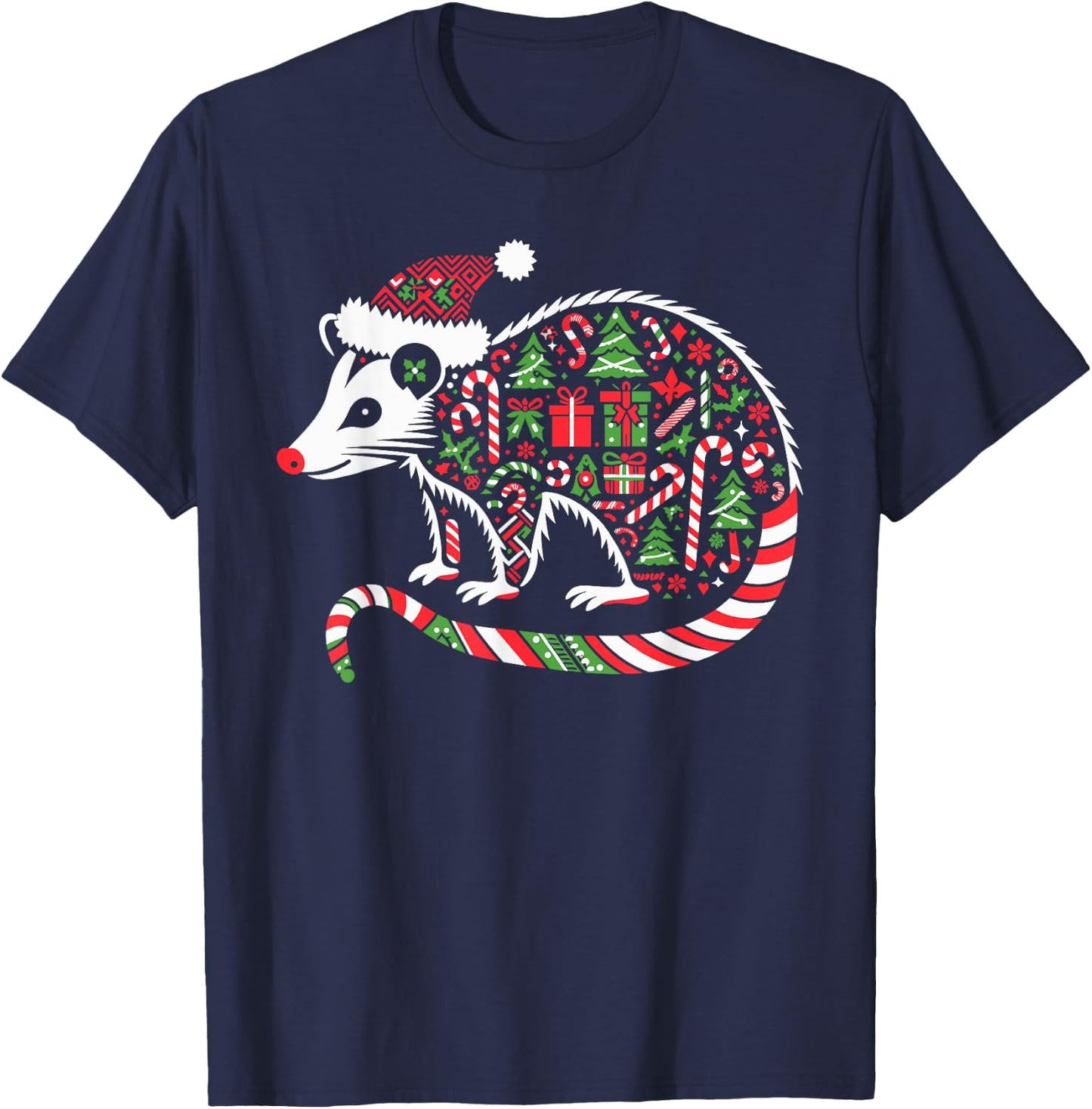 Christmas Tree Candy Possum Santa Christmas Kids T-Shirt - T-Shirt | Navy