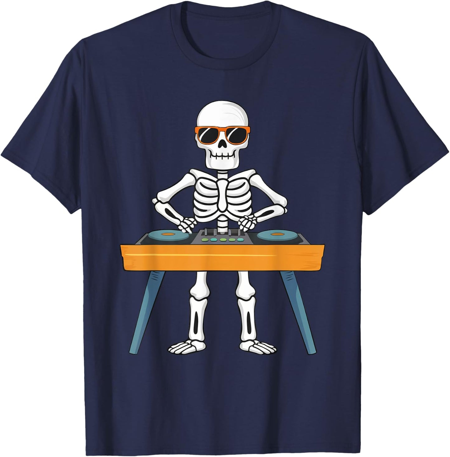Funny Skeleton Playing DJ Music Kids Boys Girls Halloween T-Shirt - T-Shirt | Navy