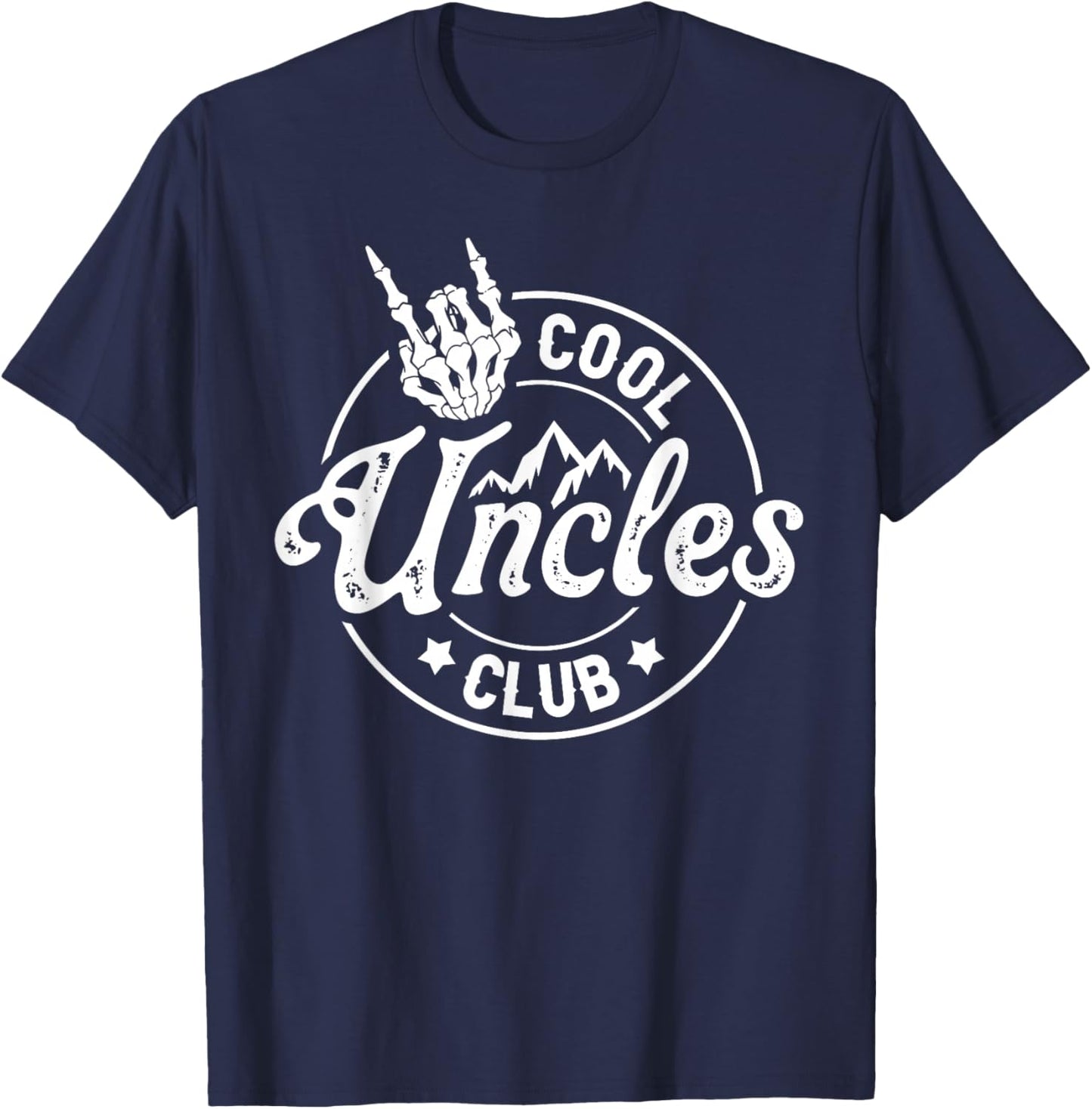 Funny Uncle Fathers Day Cool Uncles Club Skeleton Hand T-Shirt - T-Shirt | Navy