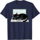Funny Black Cat Sleeping On Laptop Computer T-Shirt - T-Shirt | Navy