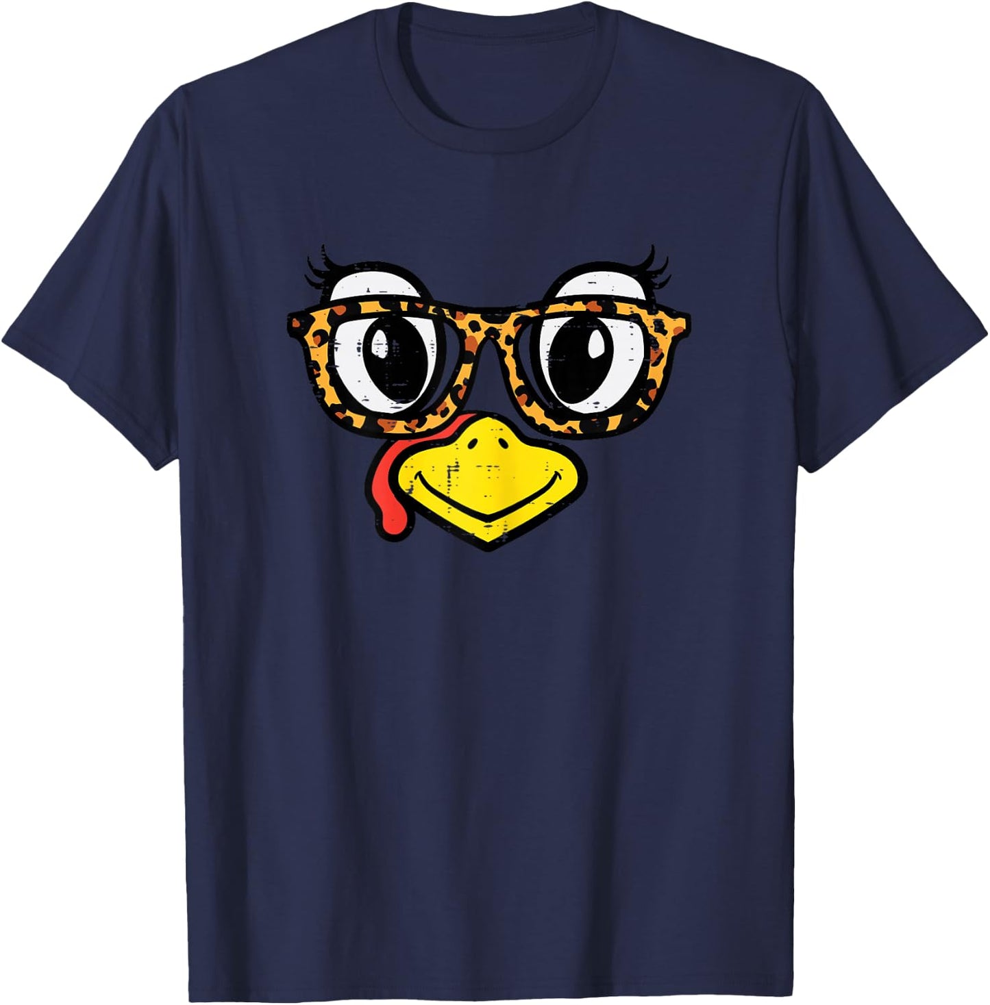 Thanksgiving Turkey Glasses Cute Fall Girls Kids Women Youth T-Shirt - T-Shirt | Navy