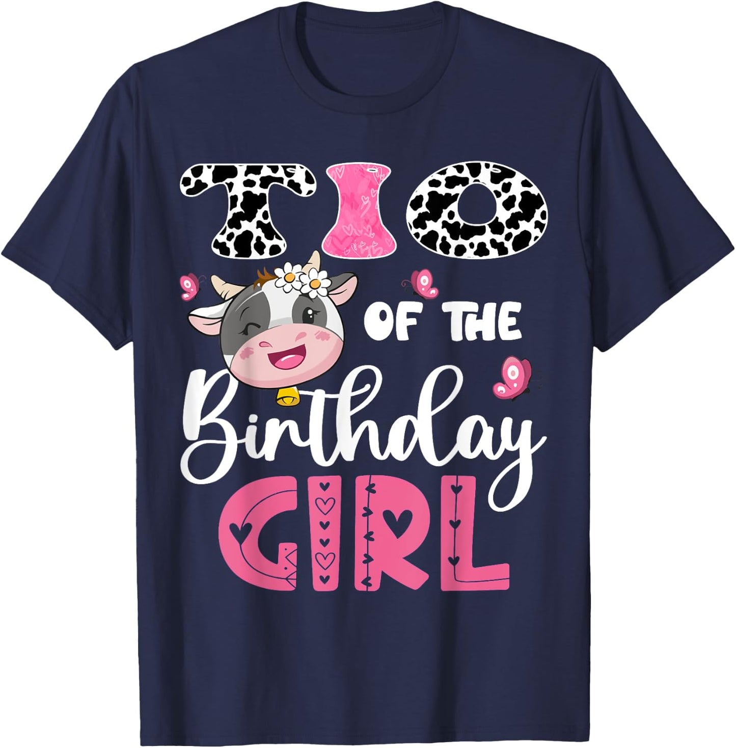 Tio Of The Birthday Girl Farm Cow 1St Birthday Party T-Shirt - T-Shirt | Navy