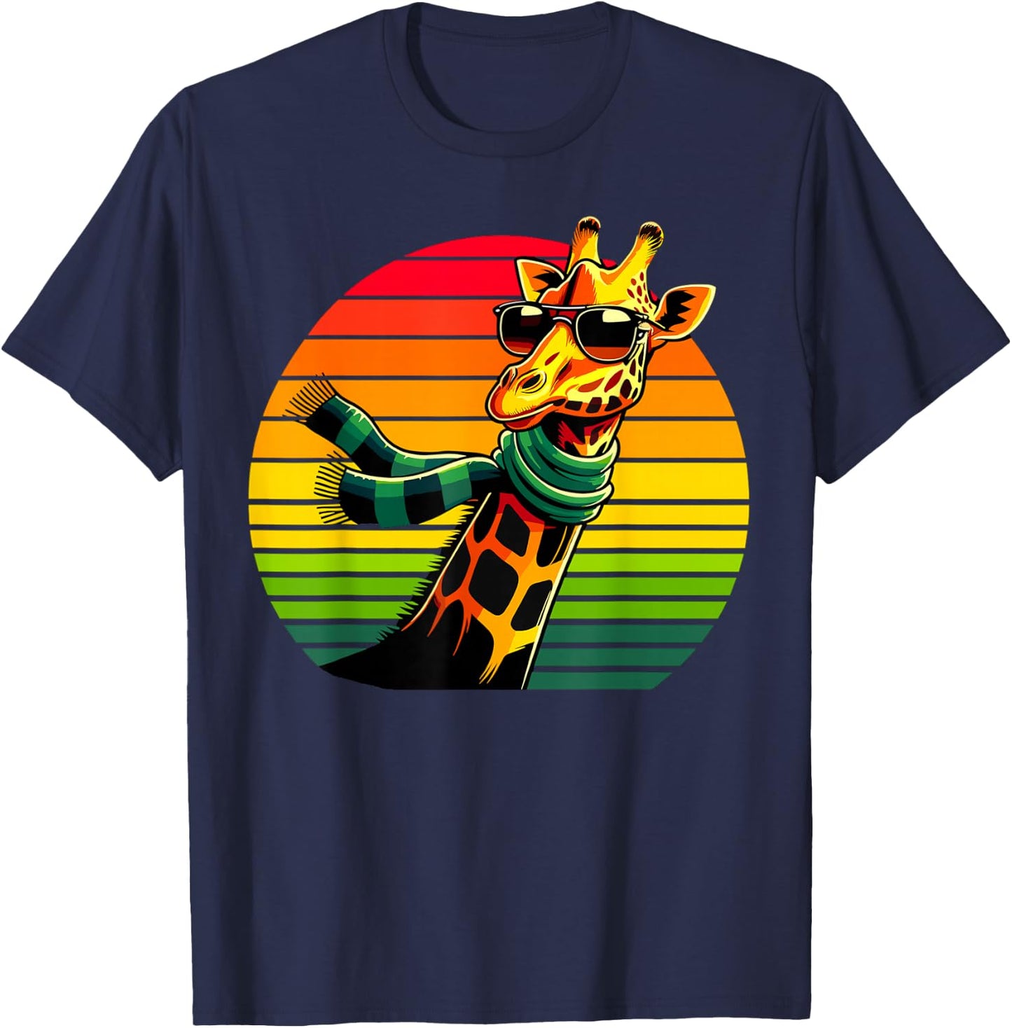 Giraffe Vintage Animal Sunglasses Giraffe T-Shirt - T-Shirt | Navy