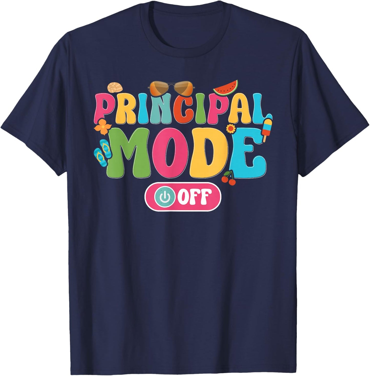 Principal Last Day of School Principal Groovy Summer Break T-Shirt - T-Shirt | Navy