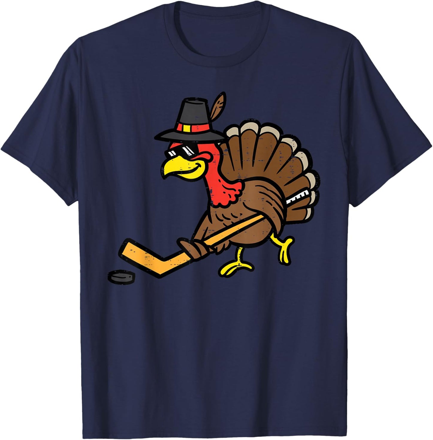 Thanksgiving Ice Hockey Turkey Day Fall Men Boys Kids Youth T-Shirt - T-Shirt | Navy