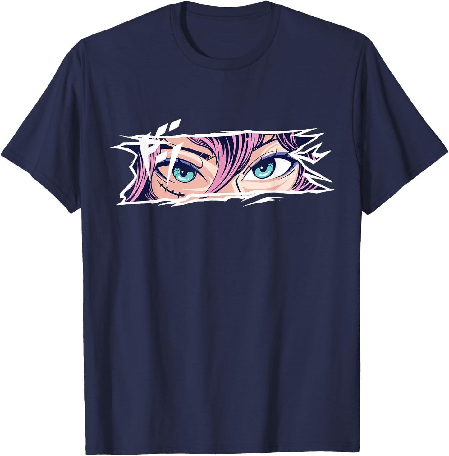Anime & Japan Culture Apparel Gifts FIDIMA Anime Eyes - -Adults & Kids - Black - Small - Short Sleeve - Cotton 65%, Polyester 35% T-Shirt - T-Shirt | Navy