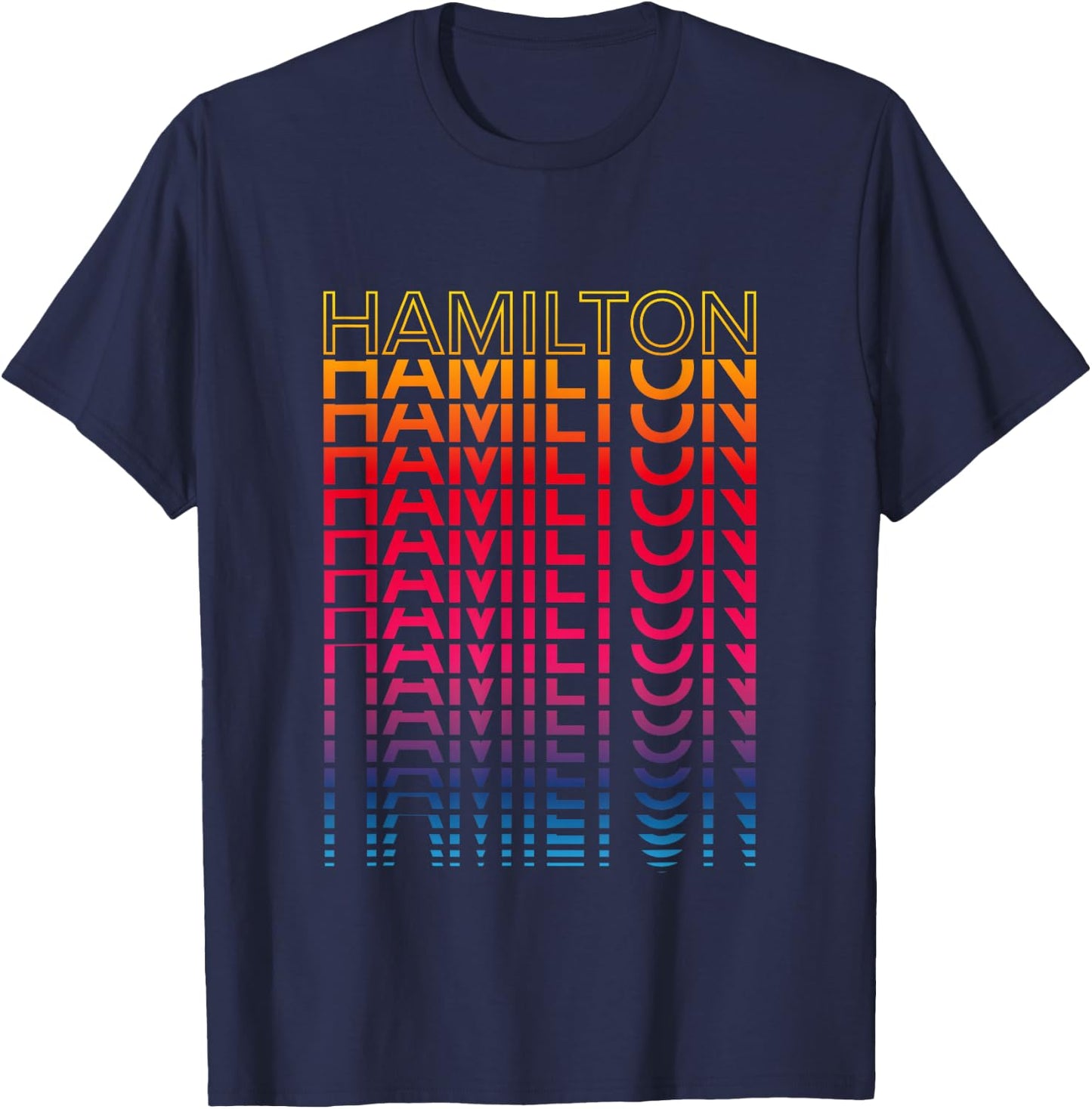 Colourful Retro City Nostalgic Hamilton , black T-Shirt - T-Shirt | Navy