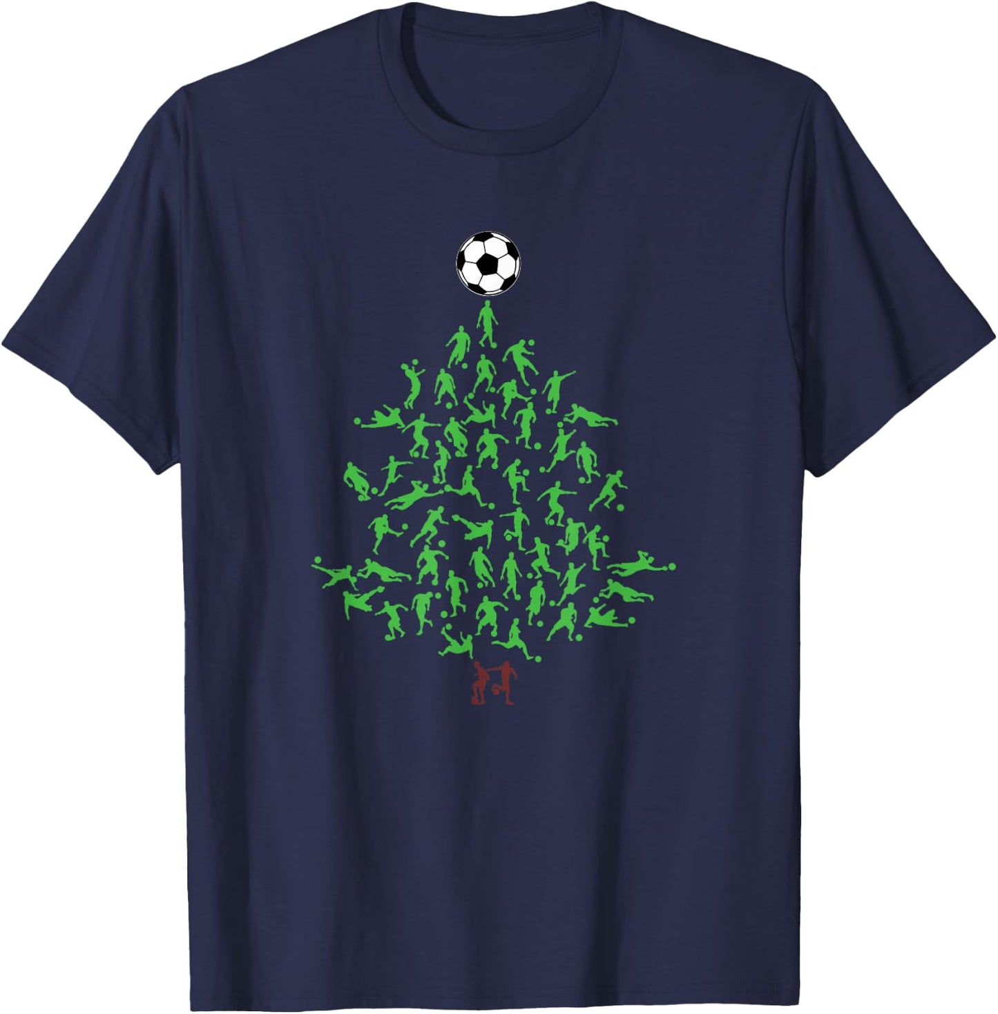 Soccer Player Christmas Tree Xmas T-Shirt - T-Shirt | Navy