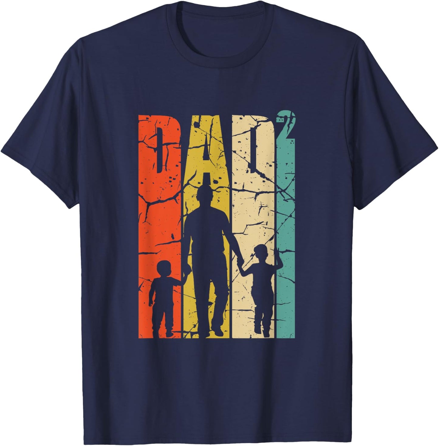 Dad 2 Son Dad Top 2 Double Dad Twins Dad T-Shirt - T-Shirt | Navy