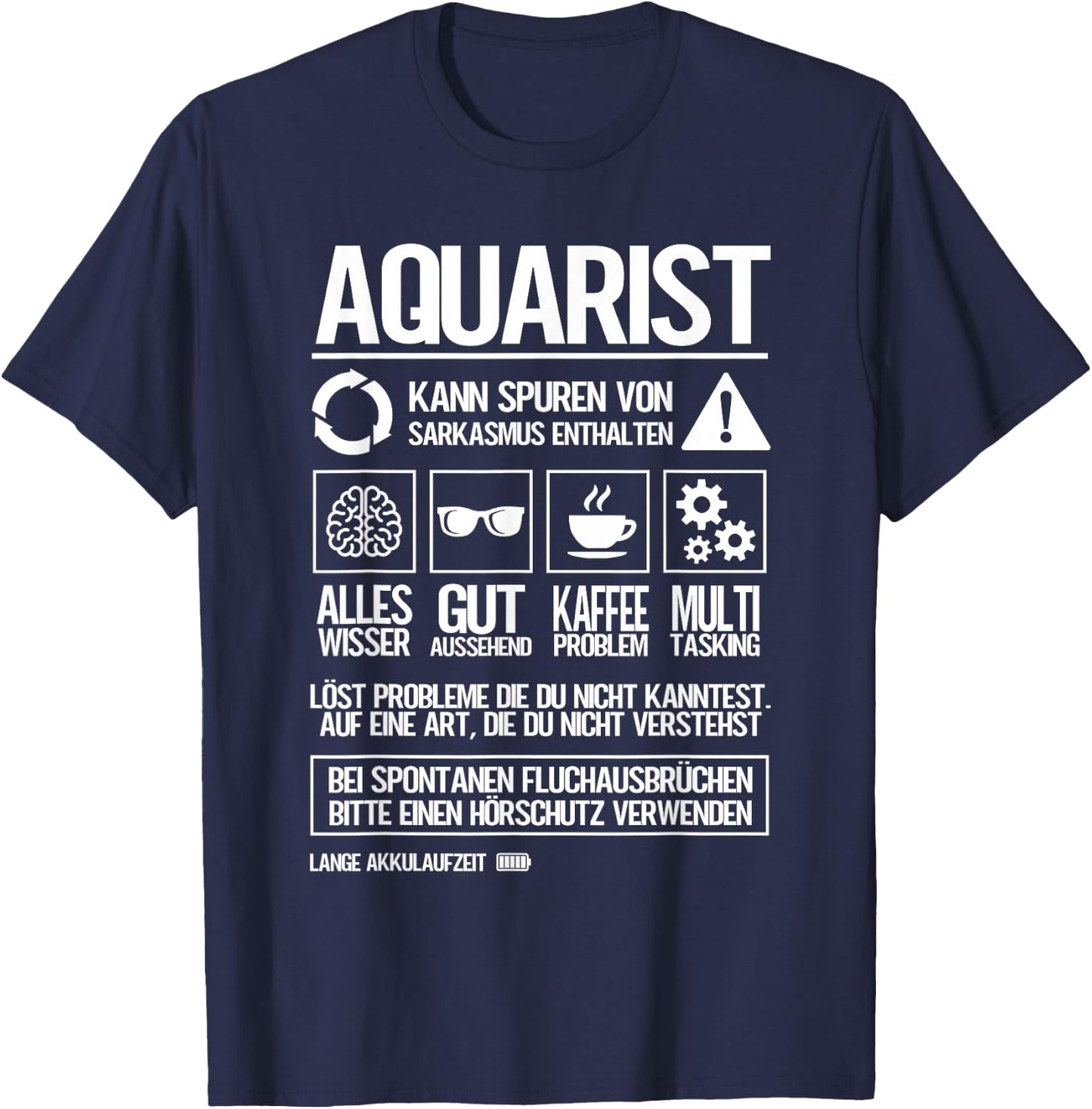 Aquarianer Aquarist , Schwarz, Cartoon Aquarium , , Erwachsene, Klein, EU, Small, Regular, Halbarm, Klassisches Halblangärmliges , Aquarium-Design T-Shirt - T-Shirt | Navy