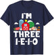 Kids I'm Three I-E-I-O 3 Years Old Farm Animal Birthday T-Shirt - T-Shirt | Navy