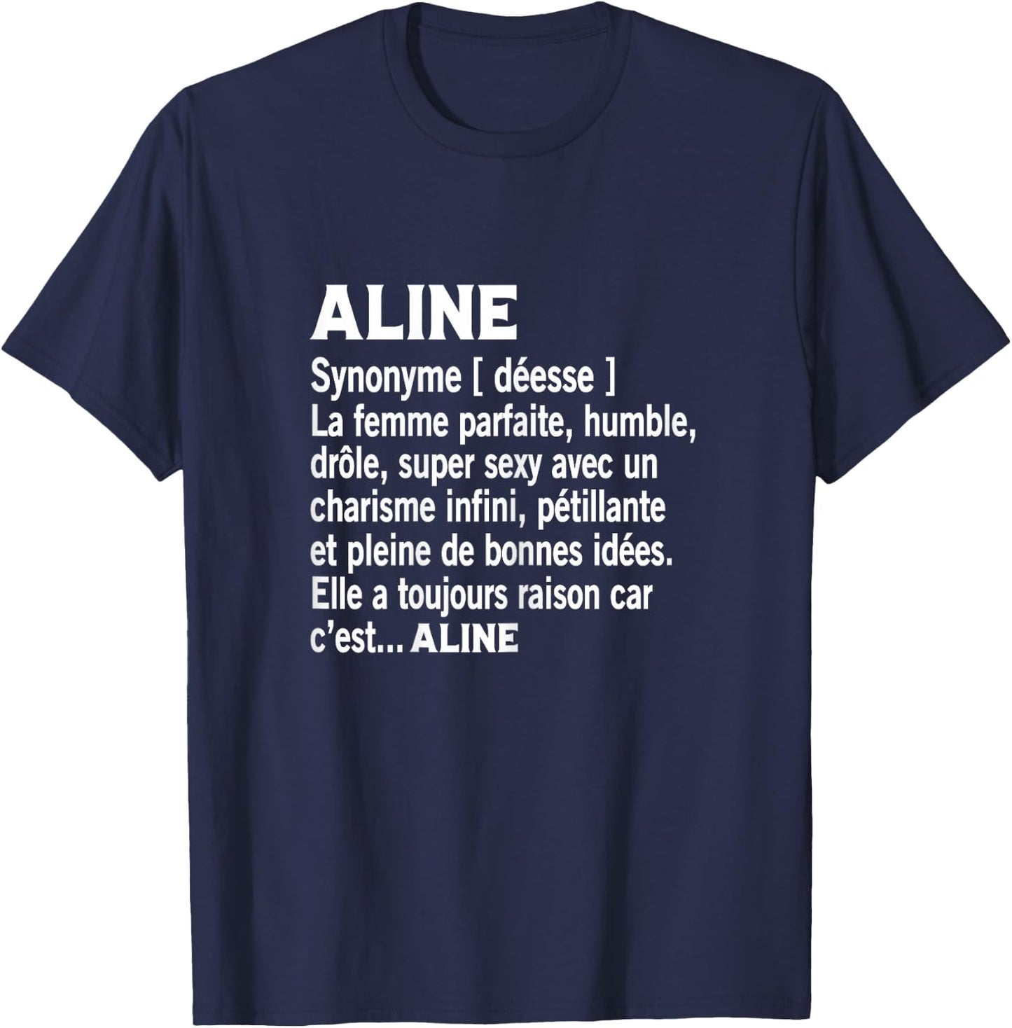 Woman Humor Personalized Gift Name Aline Definition T-Shirt - T-Shirt | Navy