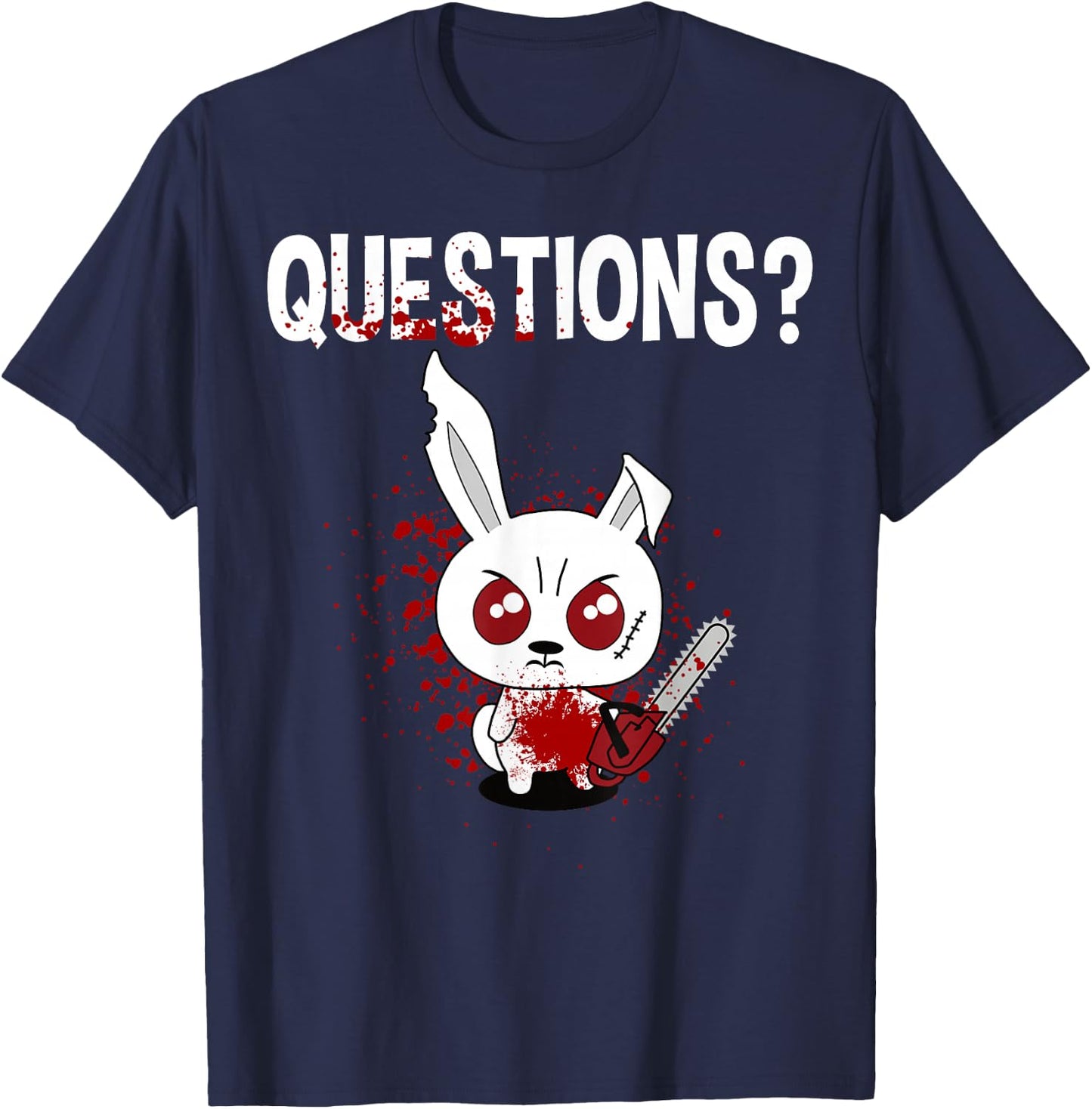 Funny - Questions? Bunny - Angry Rabbit T-Shirt - T-Shirt | Navy