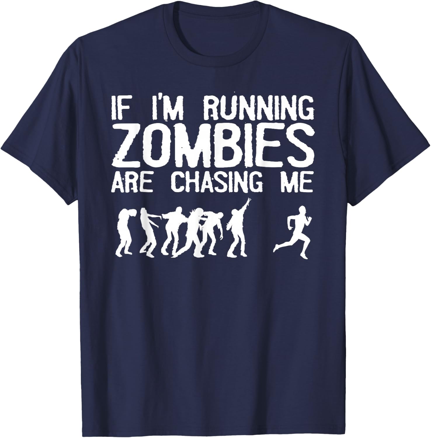 Zombie Running Design Women Halloween Funny Running T-Shirt - T-Shirt | Navy