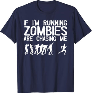Zombie Running Design Women Halloween Funny Running T-Shirt - T-Shirt | Navy