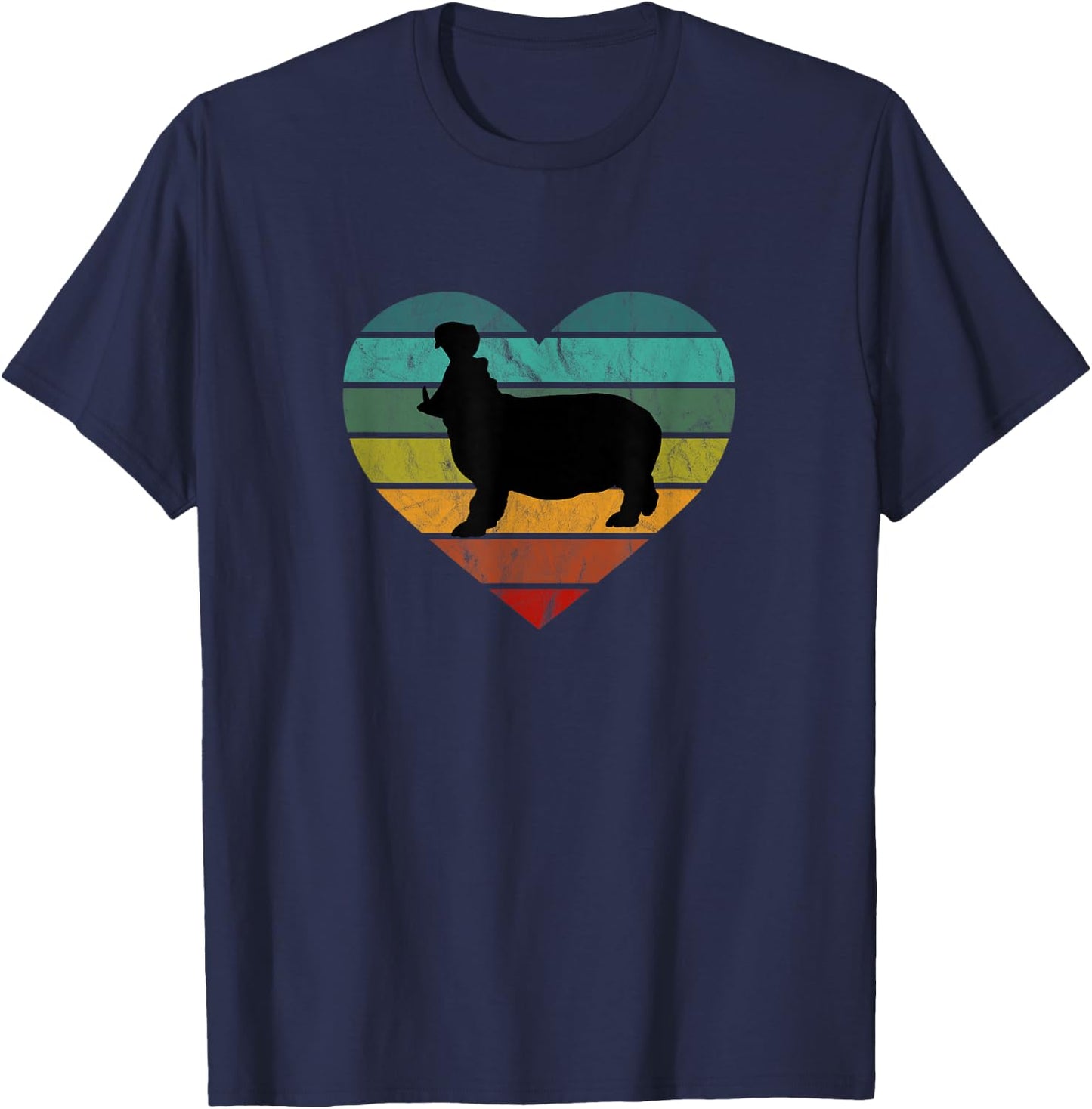 I Love Hippos in Africa Heart Wilderness Safari Hippo T-Shirt - T-Shirt | Navy