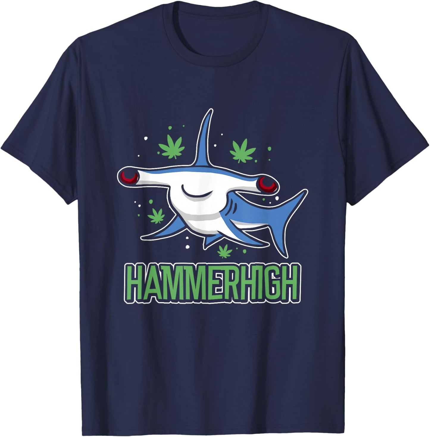 Weed Joint Kiffer Hammerhigh Cannabis High , black T-Shirt - T-Shirt | Navy
