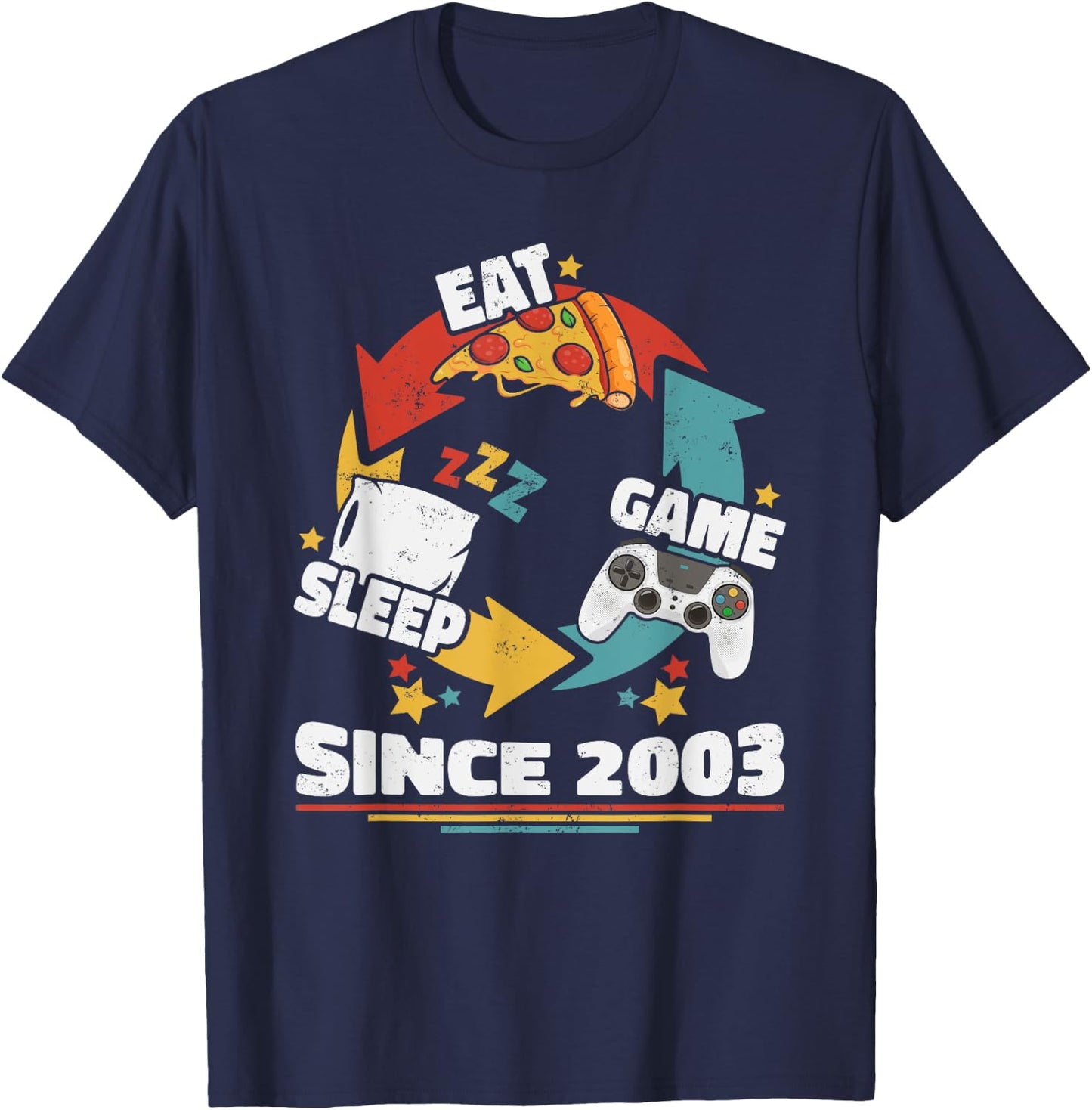 Eat Sleep Game Since 2003 Anniversaire Vintage Retro Gamer T-Shirt - T-Shirt | Navy