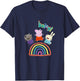 Kids Peppa Pig Boing! Friends Jumping And Having Fun Over Rainbow T-Shirt - T-Shirt | Navy