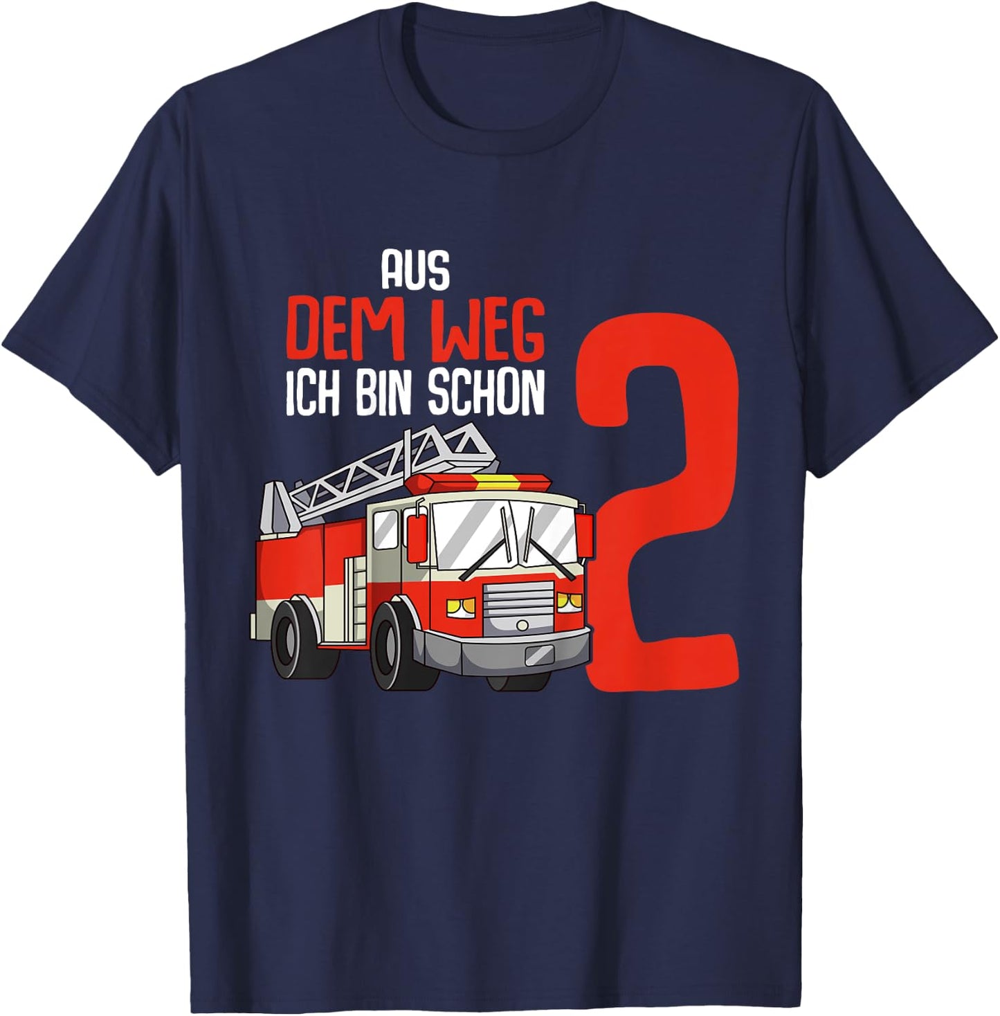 Children's 2nd Birthday Fire Brigade 2 Years Kids Boy , black T-Shirt - T-Shirt | Navy