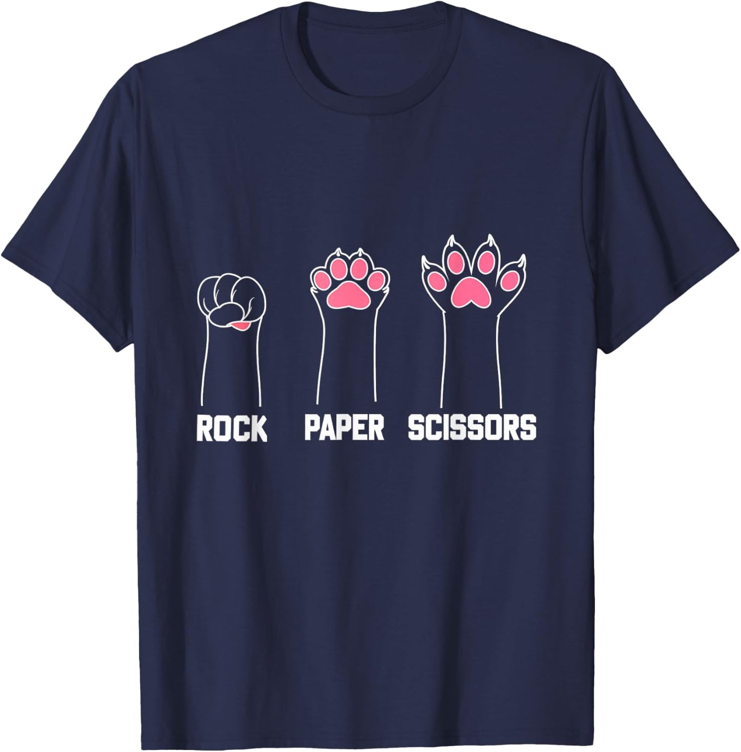 Rock Paper Scissors Cat Paw Game Cute Cat Pets Women T-Shirt - T-Shirt | Navy