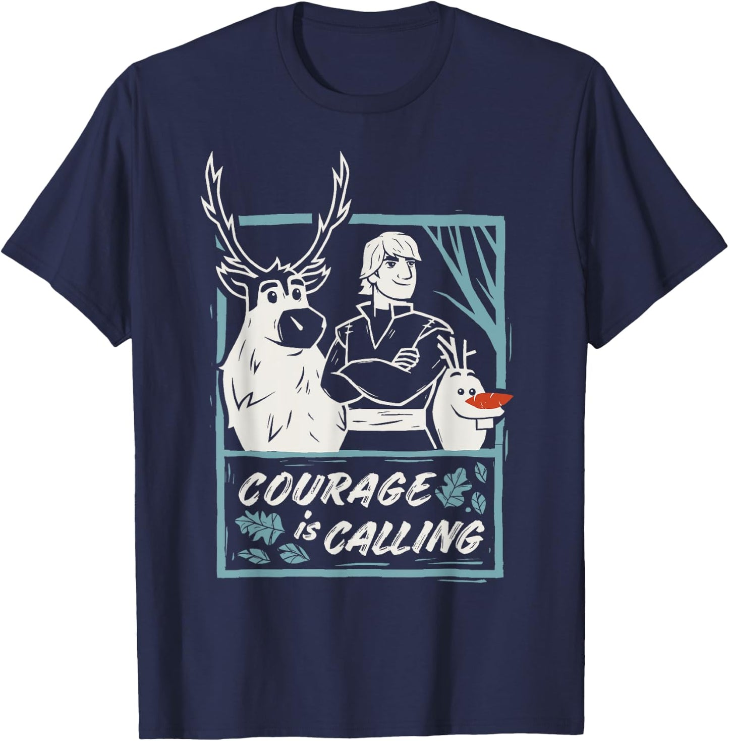 Disney Frozen 2 Sven Kristoff and Olaf Courage Call You T-Shirt - T-Shirt | Navy