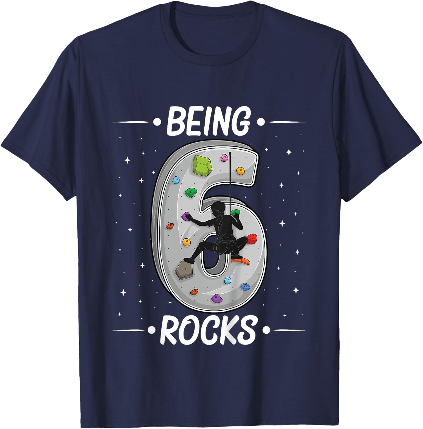 6 year old rock climbing 6th birthday Adventures Climber T-Shirt - T-Shirt | Navy