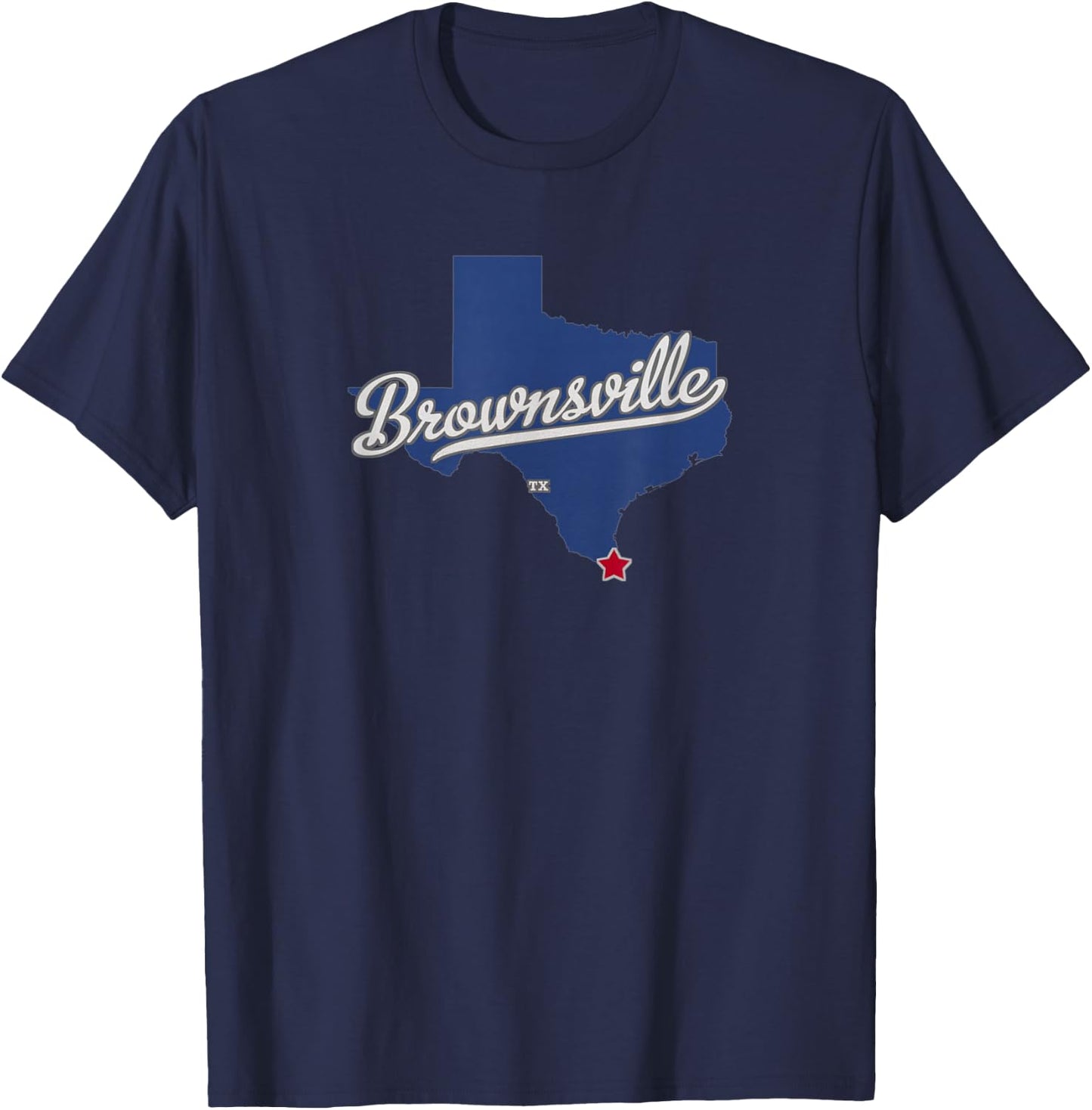Brownsville Texas TX Map T-Shirt - T-Shirt | Navy