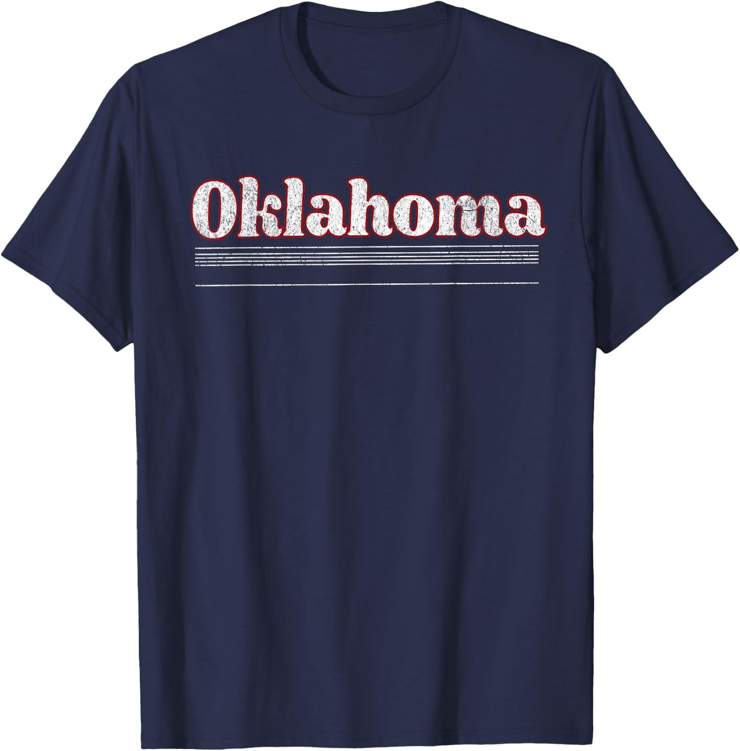 Retrocity Oklahoma Women's Vintage Retro Classic Red Short Sleeve T-Shirt - T-Shirt | Navy