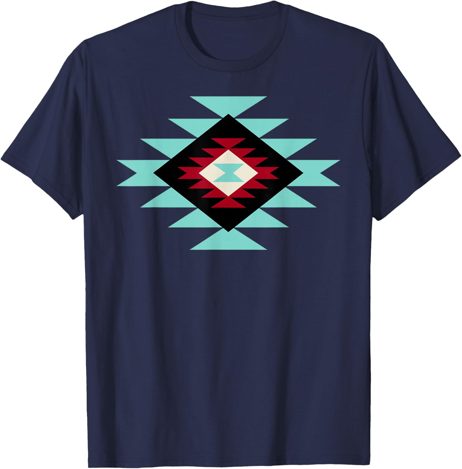 Southwest Santa Fe Navajo Indian Tribal Pattern Style T-Shirt - T-Shirt | Navy