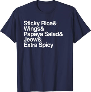 Laos Shirt, Sticky Rice, Travel Asia Asian Food Wings T-Shirt - T-Shirt | Navy