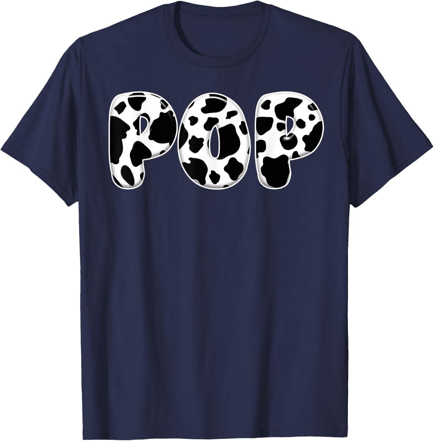 Pop Cow Print Cow Birthday Black White Pattern T-Shirt - T-Shirt | Navy
