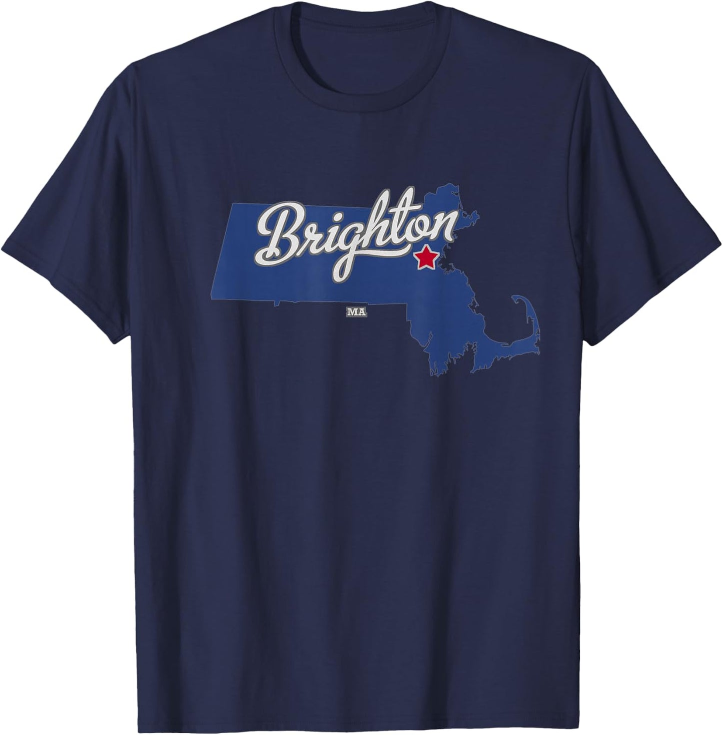 Brighton Massachusetts Boston MA Map T-Shirt - T-Shirt | Navy