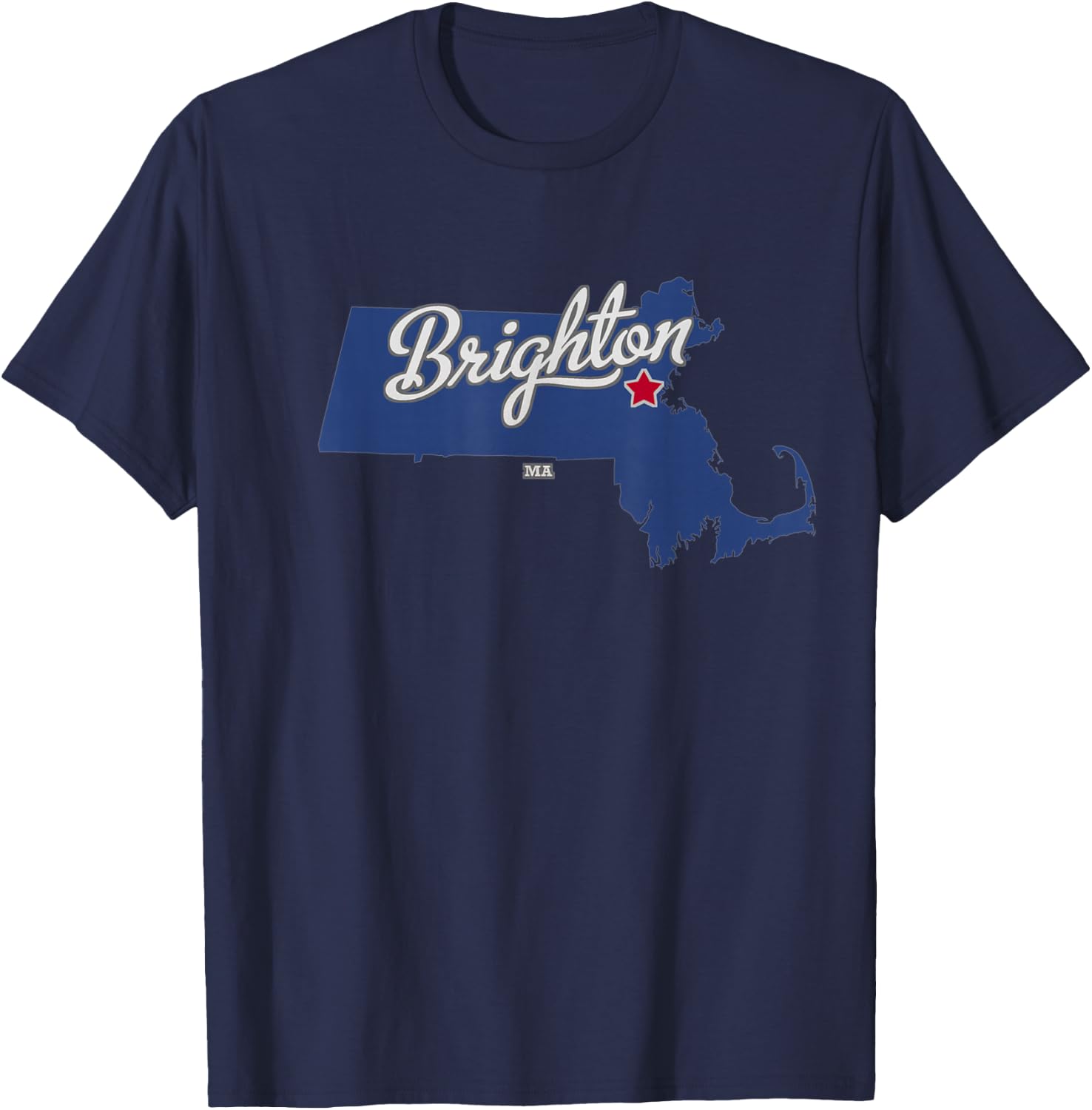 Brighton Massachusetts Boston MA Map T-Shirt - T-Shirt | Navy