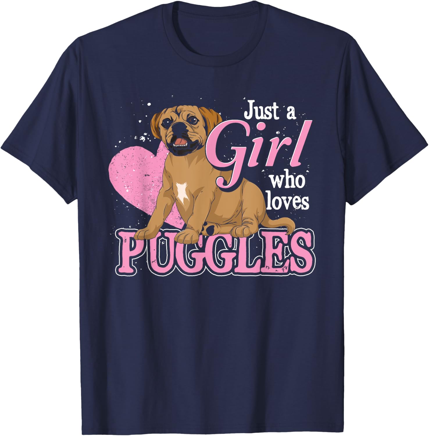 Just A Girl Who Loves Puggles Cute Dog Lover Women Puggle T-Shirt - T-Shirt | Navy