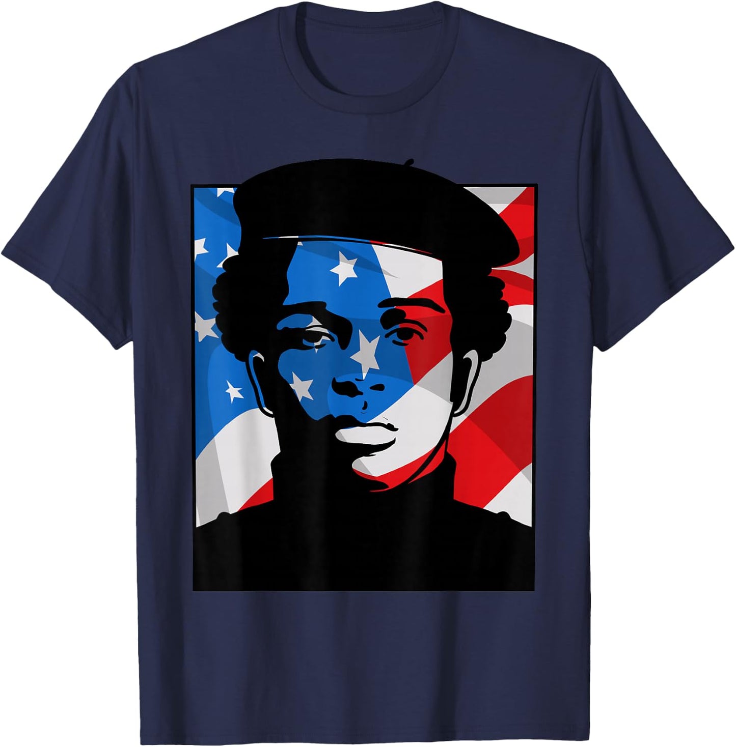 Black History Panther Party American Flag Afro 1966 T-Shirt - T-Shirt | Navy