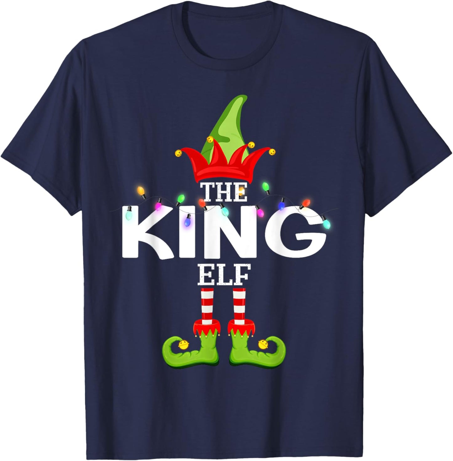 The King Elf Christmas Matching Pajamas T-Shirt - T-Shirt | Navy