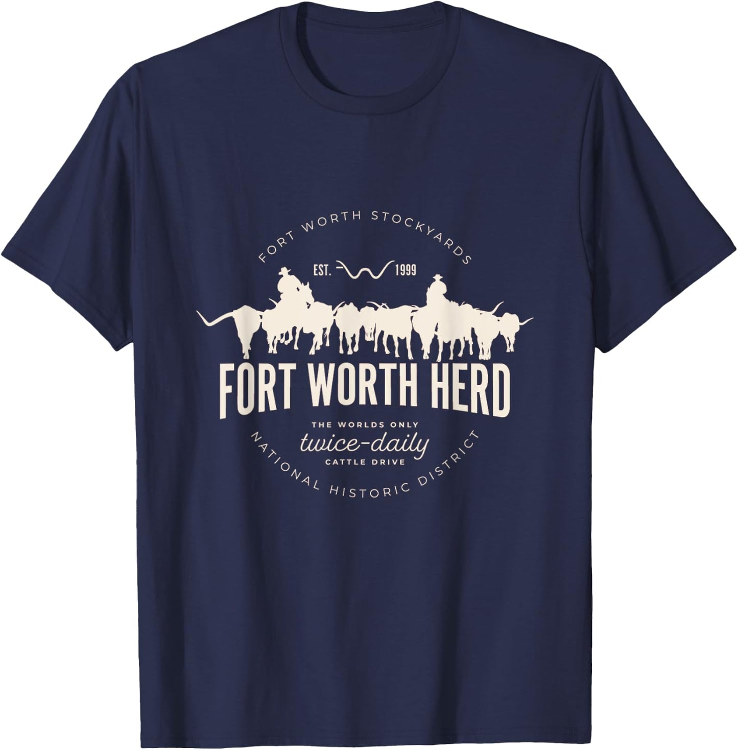 Fort Worth Texas Stockyards and Rodeo Cowboy Design T-Shirt - T-Shirt | Navy