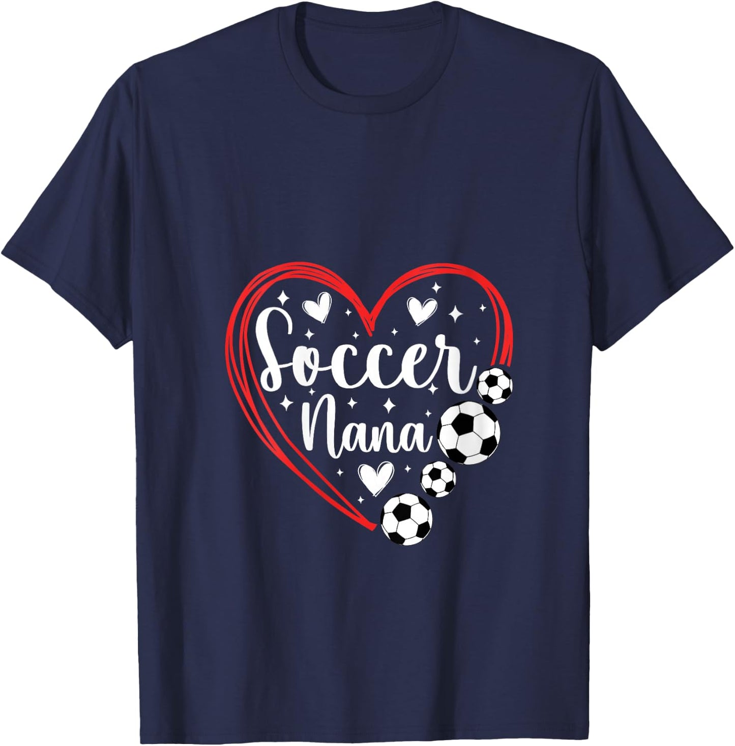 Soccer Nana Grandma Heart Nana Of A Soccer Player Nana V-Neck T-Shirt - T-Shirt | Navy